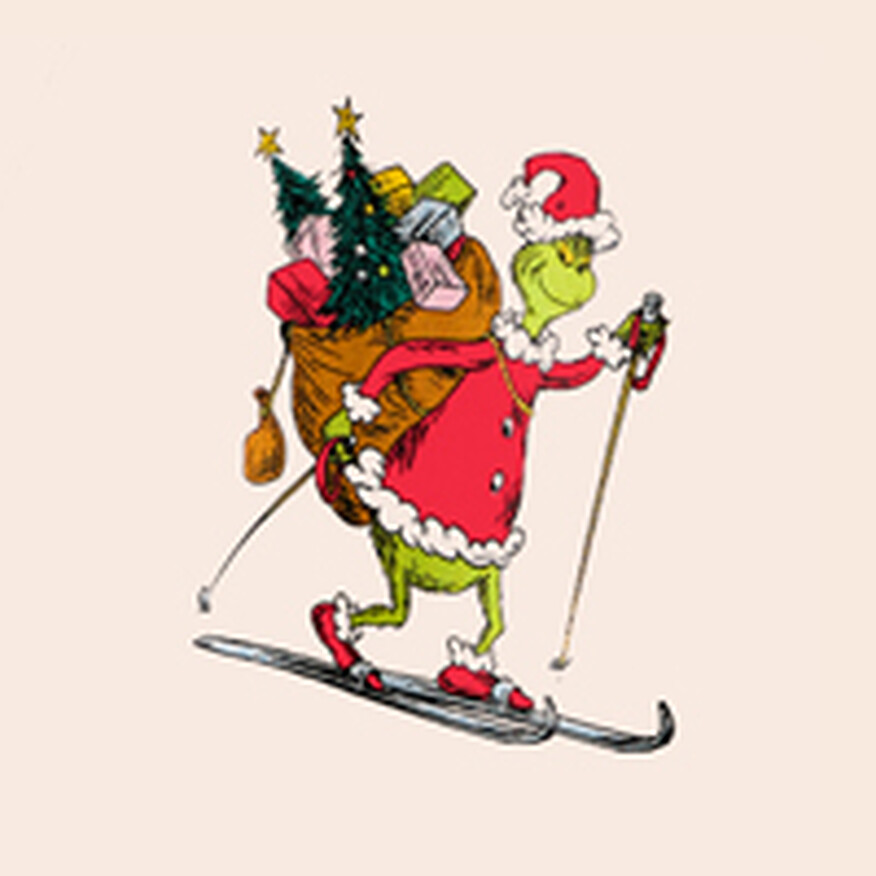 Grinch Skiing on Ecru